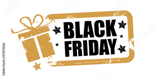 Black Friday sale black and golden tag - vector illustration