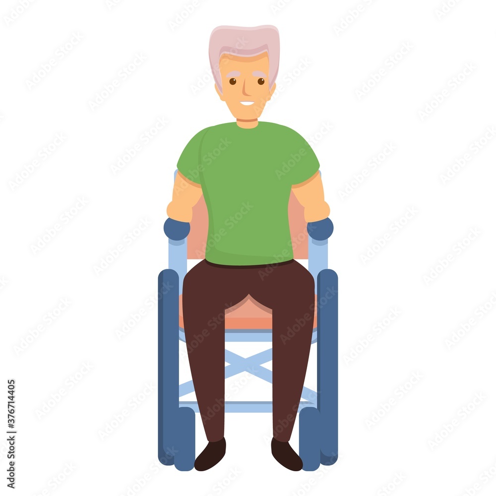 Old man in wheelchair icon. Cartoon of old man in wheelchair vector icon for web design isolated on white background Old man in wheelchair icon. Cartoon of old man in wheelchair vector icon for web design isolated on white background