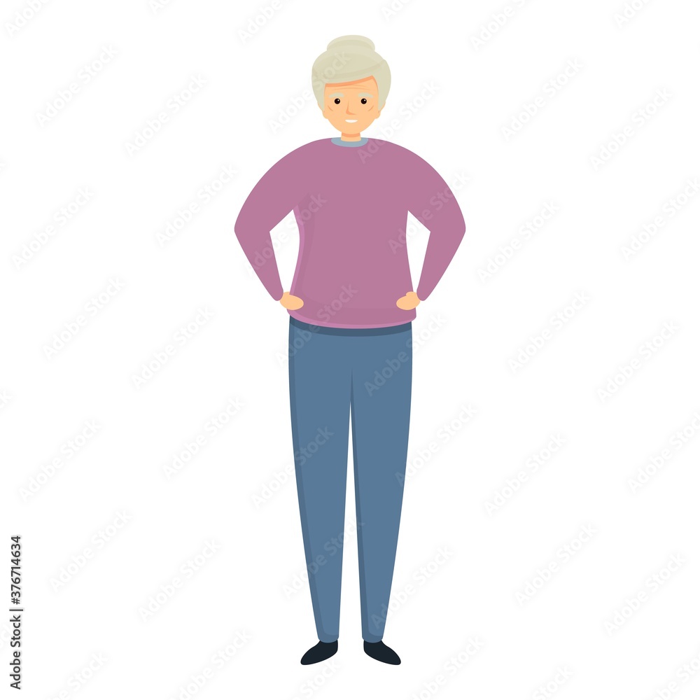 Happy granny at home icon. Cartoon of happy granny at home vector icon for web design isolated on white background Happy granny at home icon. Cartoon of happy granny at home vector icon for web design isolated on white background