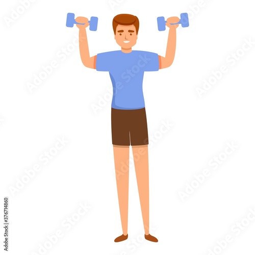 Home training dumbbell exercise icon. Cartoon of home training dumbbell exercise vector icon for web design isolated on white background