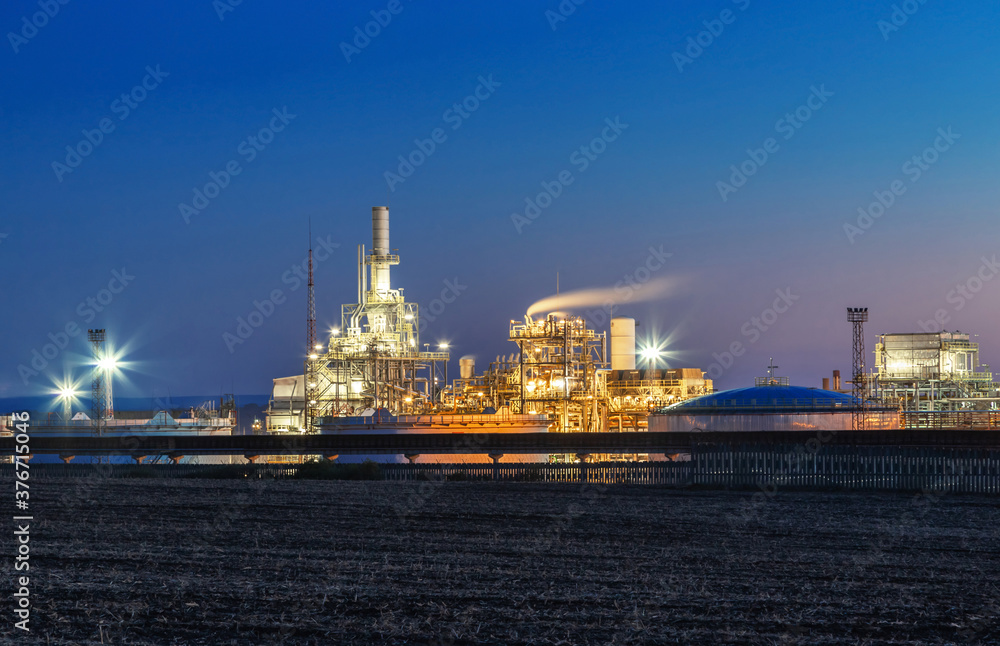  Oil refinery in Burgas, Bulgaria at night