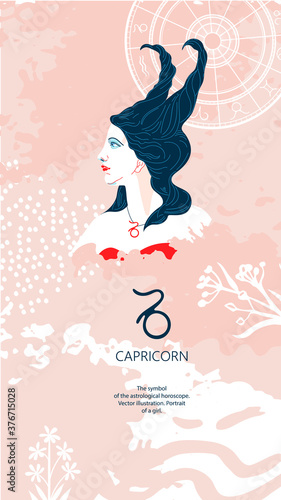 Zodiac background. Capricorn constellation. The symbol of the astrological horoscope.