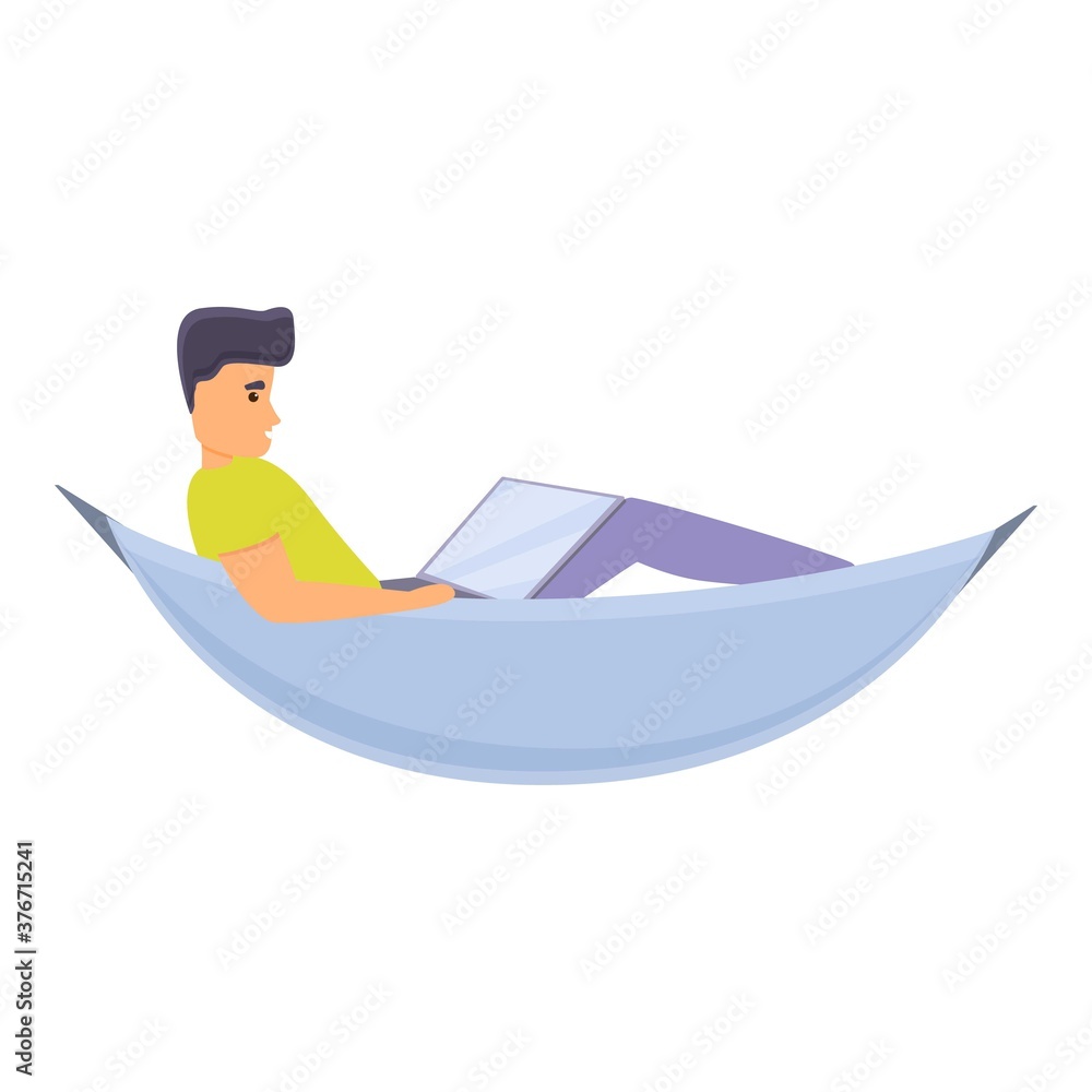 Outsource on hammock icon. Cartoon of outsource on hammock vector icon for web design isolated on white background