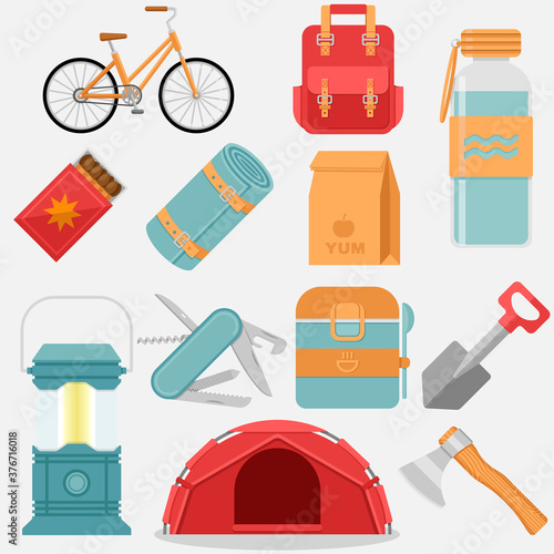 Travel vector illustrations. Set of 12 pieces.