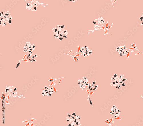 Brush Style Modern Flowers Pattern Soft Minimal Design Perfect For Fabric Printing Trendy Fashion Colors