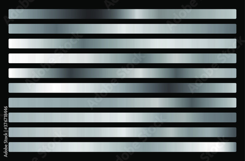 Silver gradient collection, texture set. Shiny vectors illustration for posters, brochure, invitation, wallpaper, flyers, banners.
