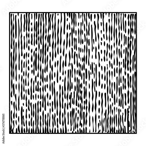 Doodle square irregular linear hatching textures lines drawn with calligraphy pen or pencil ink in a circle, Geometric shape in squiggle abstract line scribble.