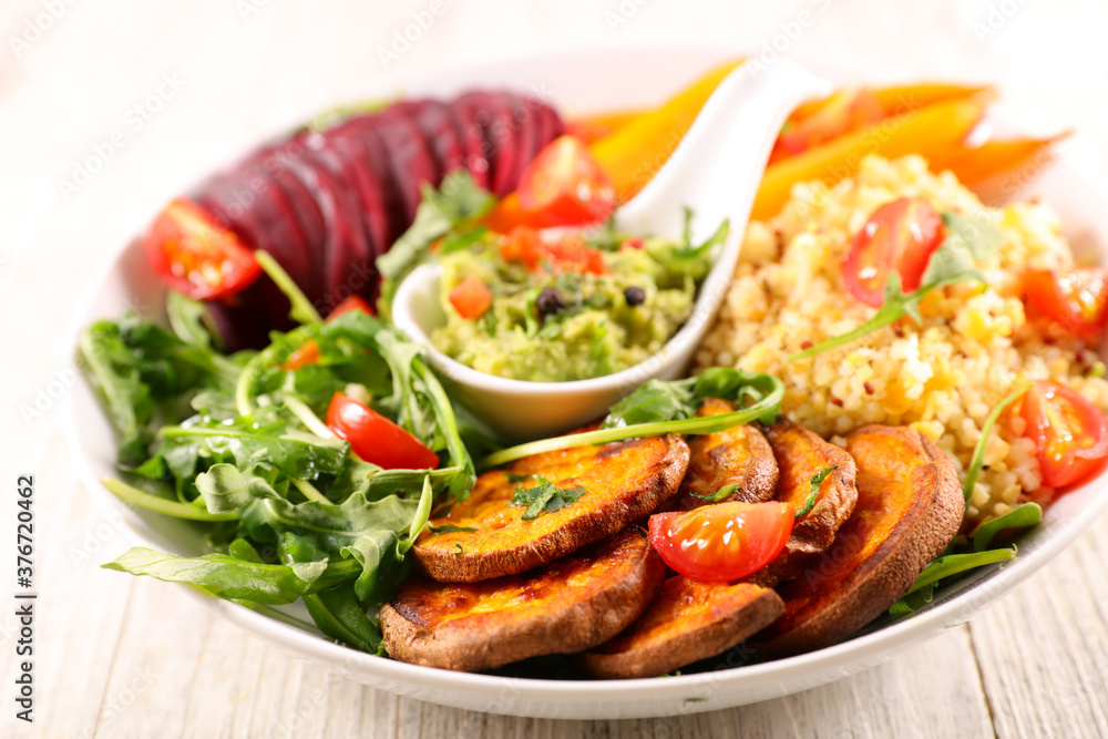 buddha bowl- vegetable salad with guacamole buddha bowl- vegetable salad with guacamole