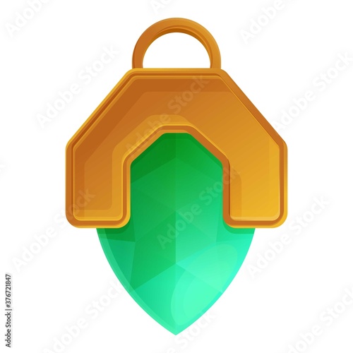Green emerald amulet icon. Cartoon of green emerald amulet vector icon for web design isolated on white background