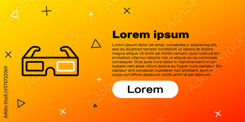 Line 3D cinema glasses icon isolated on yellow background. Colorful outline concept. Vector Illustration.
