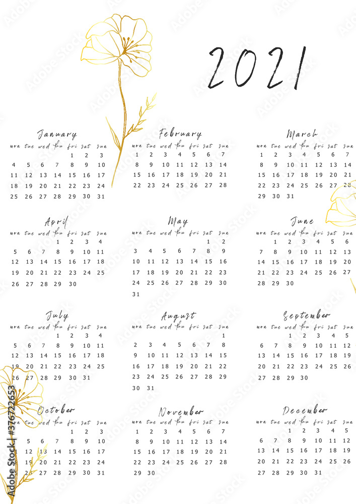 2021 Wall Calendar. 2021 Printable Planner. Family wall calendar. Year organizer. Yearly