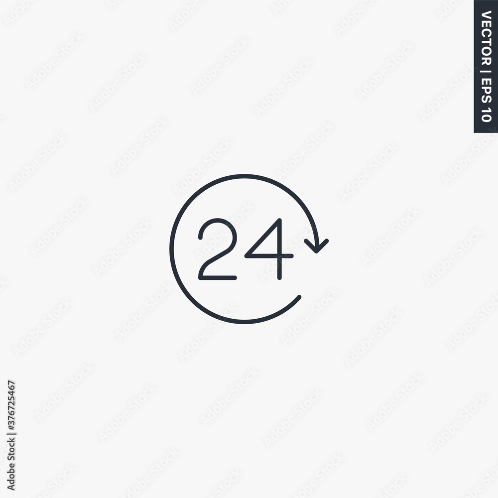 24 hours, linear style sign for mobile concept and web design 24 hours, linear style sign for mobile concept and web design