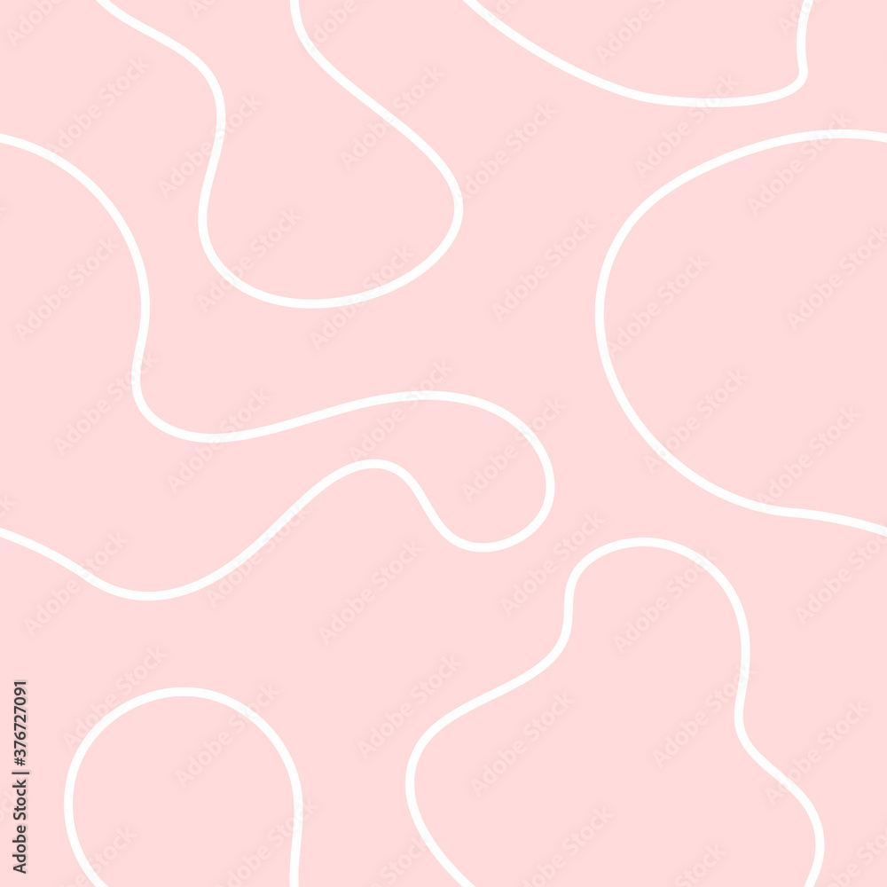 Simple seamless pattern with outlines of abstract shapes. Doodle. Cute vector illustration.