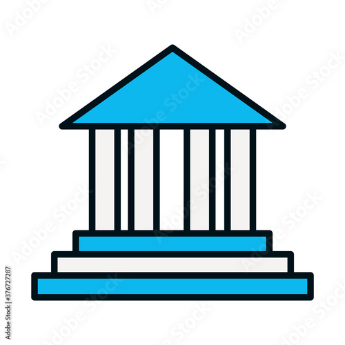 Justice building icon, line and fill style