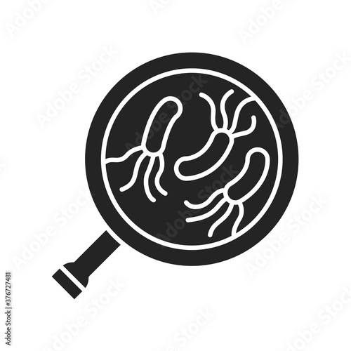 Parasite analysis black glyph icon. Medical examination concept. Pictogram for web, mobile app, promo. UI UX design element.