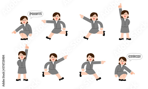 指差すスーツ姿の女性セット