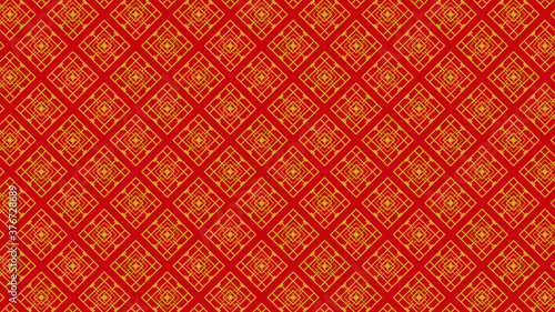 Chinese traditional oriental ornament background, red golden clouds pattern seamless.