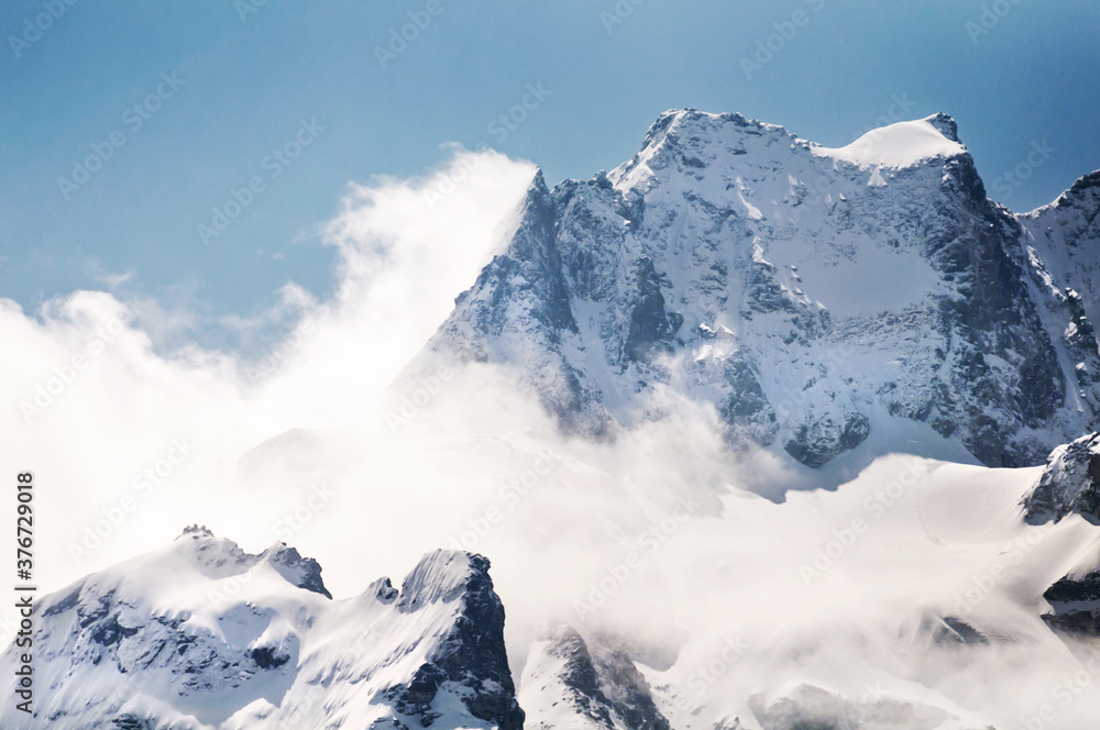 Snow mountain with blue sky at Sikkim , India