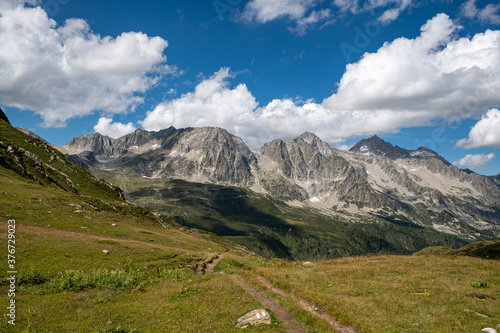 Panoramic view of the upper Bedretto valley in Switzerland.