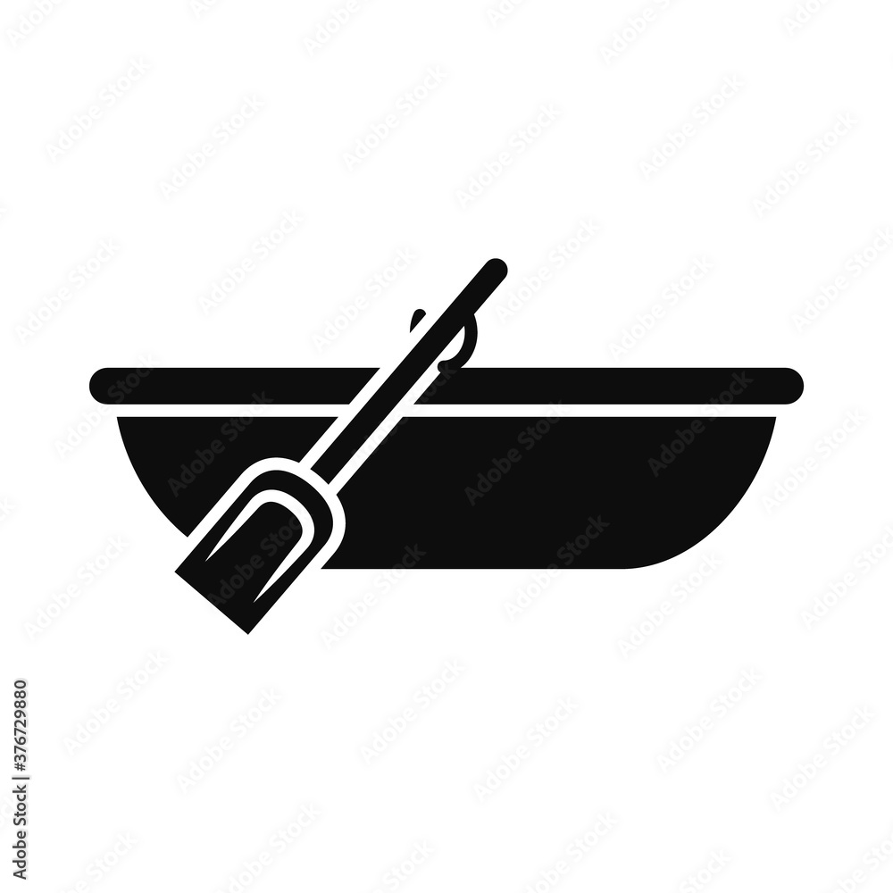 canoe and oar icon, silhouette style canoe and oar icon, silhouette style