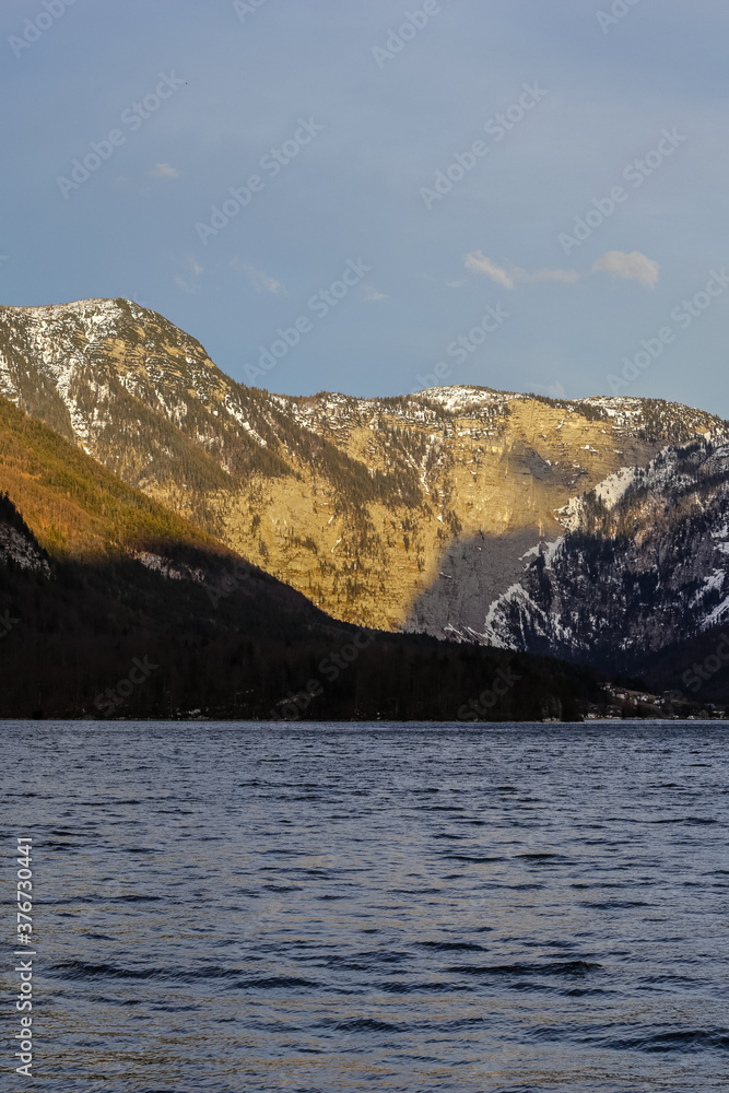 View of Hallstatt Lake and Surrounding Mountains, Upper Austria