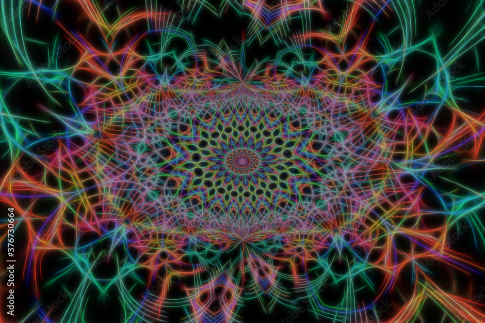 Naklejka premium Abstract multicolored fractal neon background