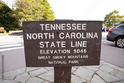 Tennesee North Carolina State Line Sign photo