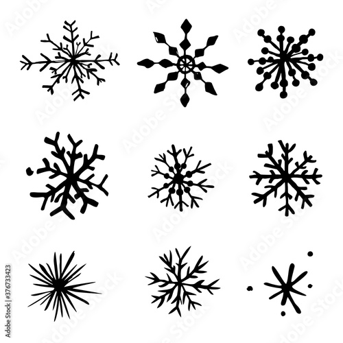 artistic snowflake sketches  grunge elements  hand-drawn snowflakes  vector set  christmas decorations