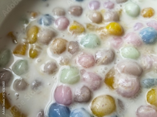 close up of colorful beads
