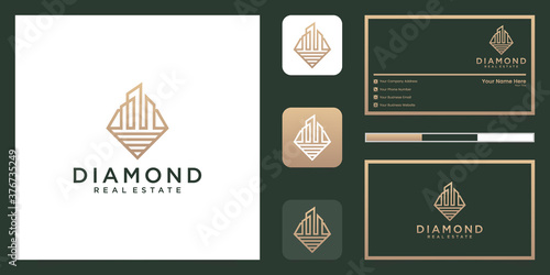 Diamond real estate logo design luxury home and business card