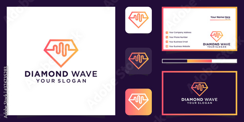 diamond wave music logo and business card
