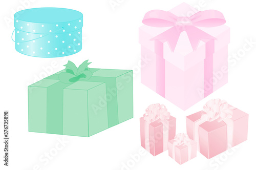 gift boxes on a white background. this photo illustrates the festive atmosphere. there are a lot of wrapped presents in the image