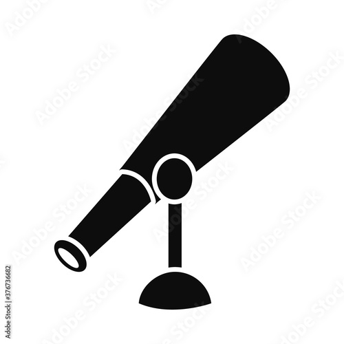 old telescope icon, silhouette style