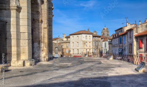 View past the Roman amphitheatre of Arles  France
