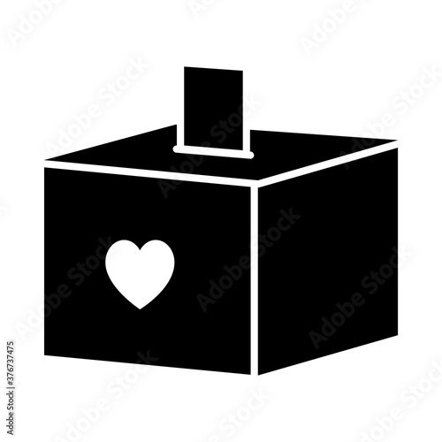 donation box with heart icon, silhouette style