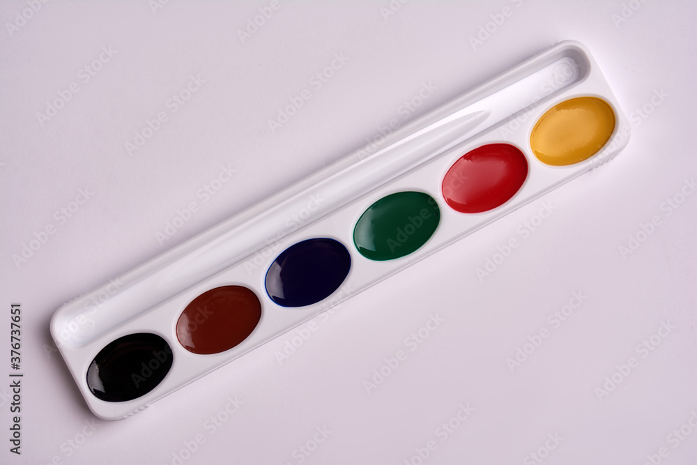 watercolor paint palette on a white background watercolor paint palette on a white background