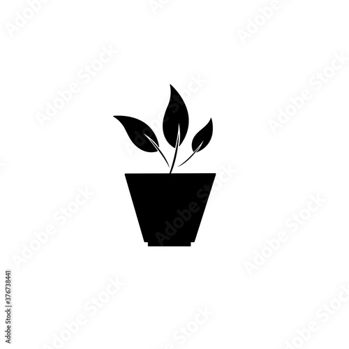 Plant icon silhouette. Seedling concept for nature isolated on white background. Vector illustration