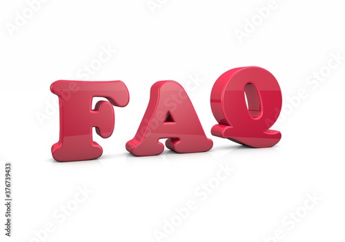 FAQ word on white background 3d rendered illustration