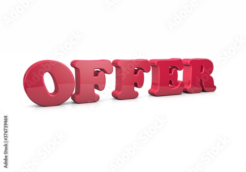 OFFER word on white background 3d rendered illustration