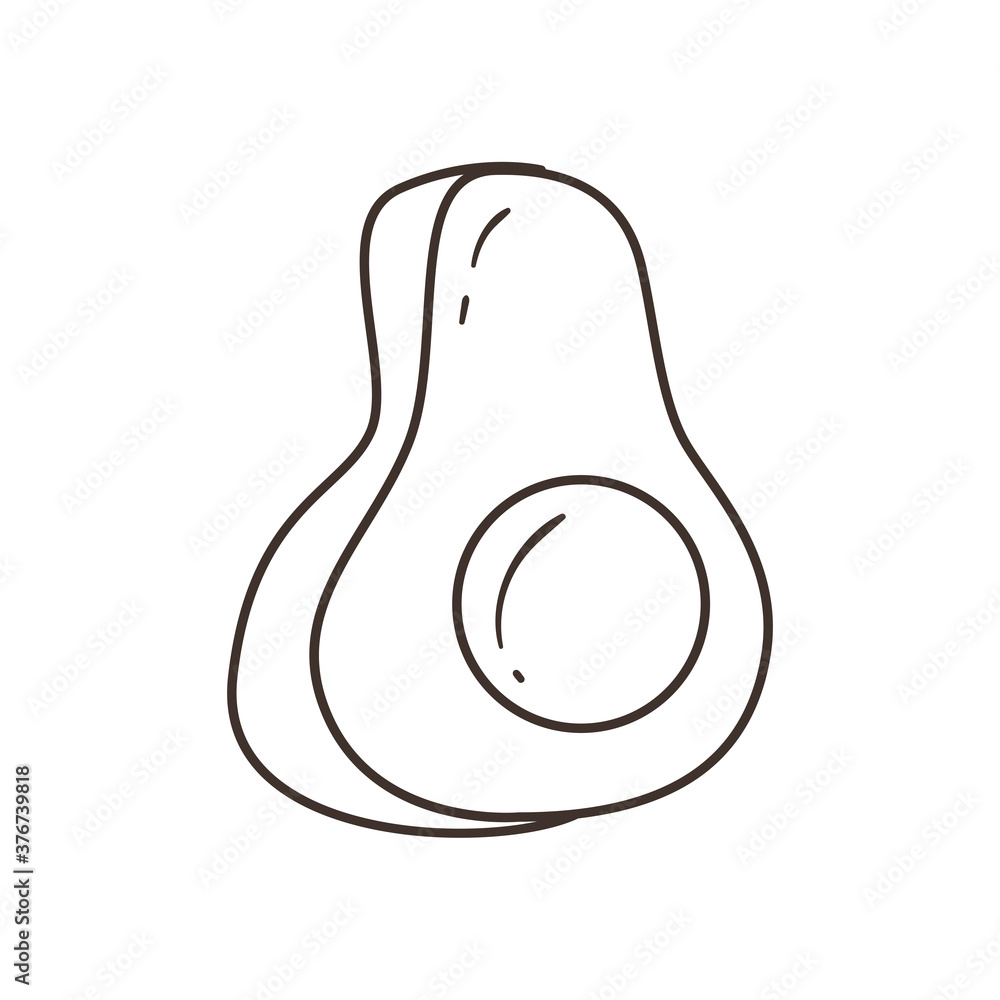 Fototapeta premium avocado free form line style icon vector design