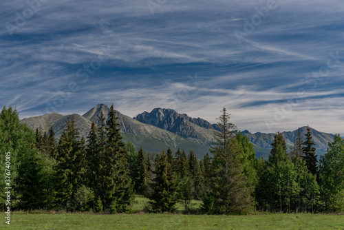 Rock hills in Vysoke Tatry mountains in Slovakia in summer sunny day
