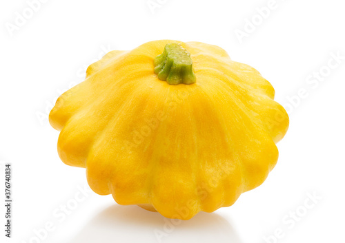 Yellow patty pan on white background