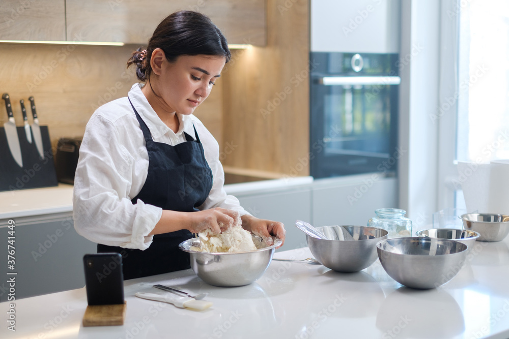 Woman Professionally Forms Dough For Future Buns.