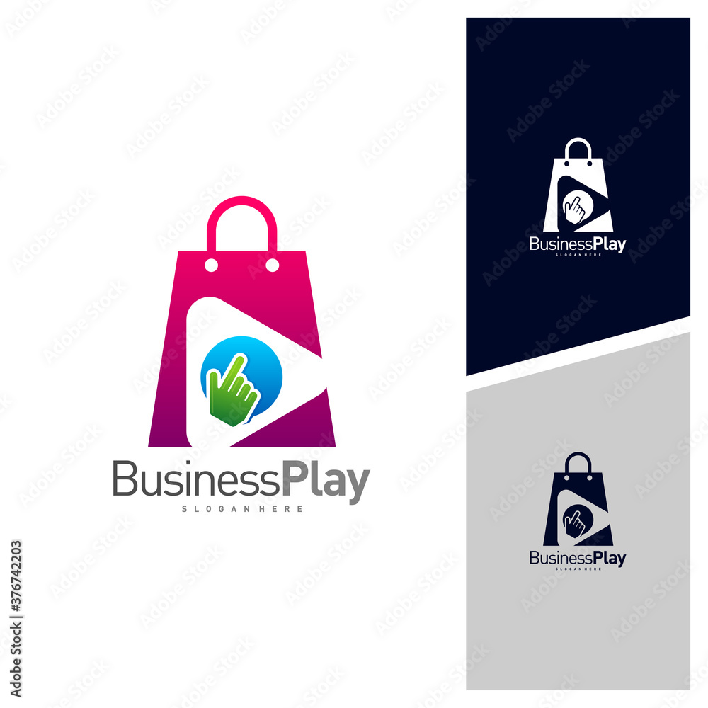 Play Shop logo design vector template, Icon play logo concepts Play Shop logo design vector template, Icon play logo concepts