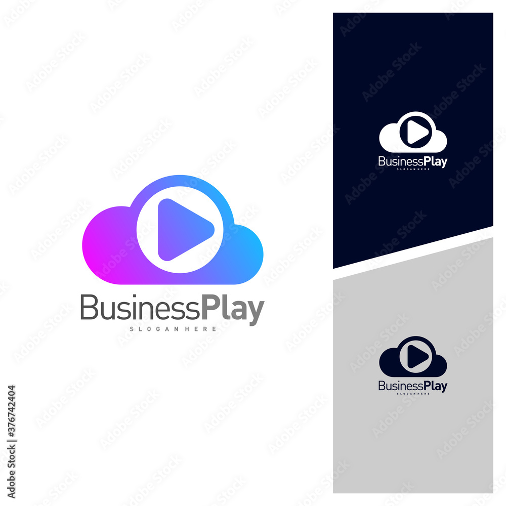 Cloud Play logo design vector template, Icon play logo concepts Cloud Play logo design vector template, Icon play logo concepts