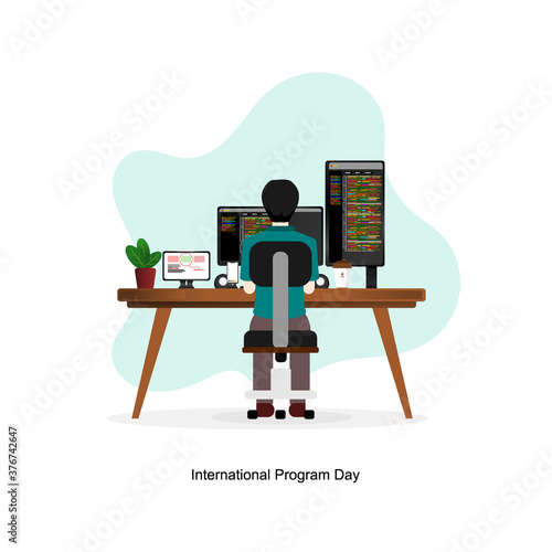 international programmer day illustration flat vector, relevant for program coorporation