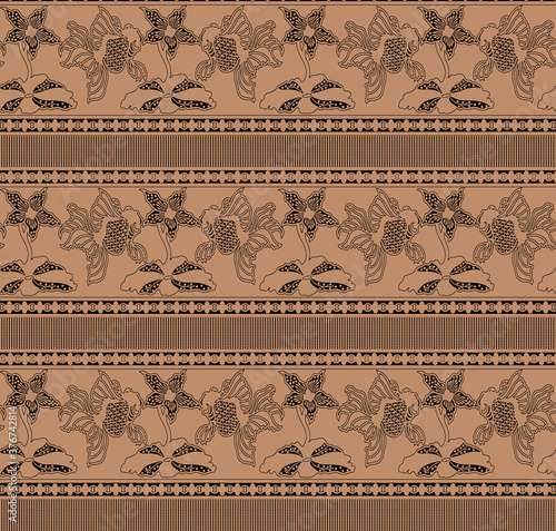fish and flower boader seamless geometric pattern background