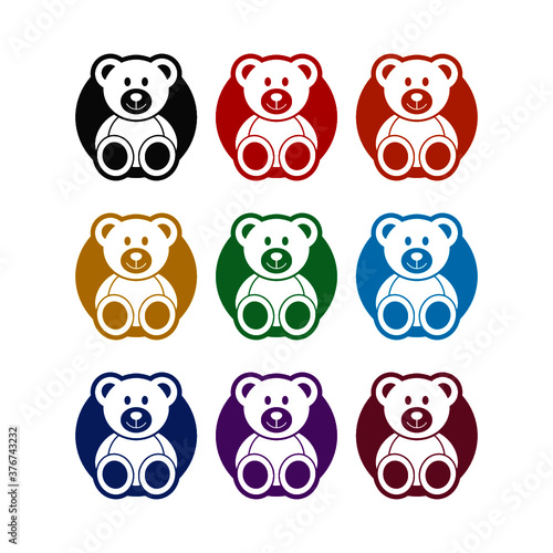 Teddy bear icon, color set
