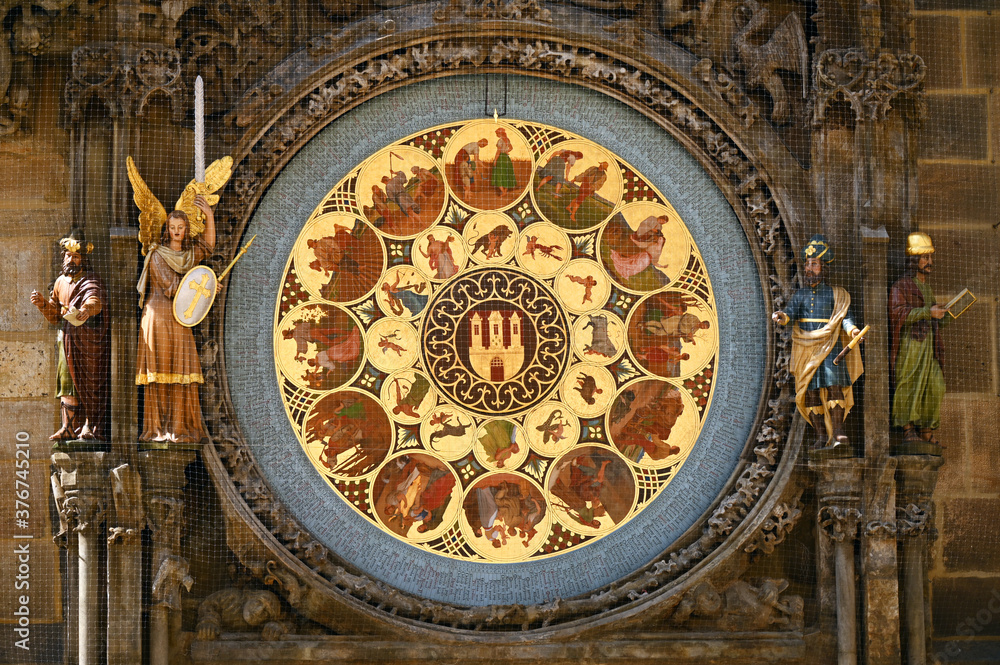 Astronomical clock detail Prague Czech republic