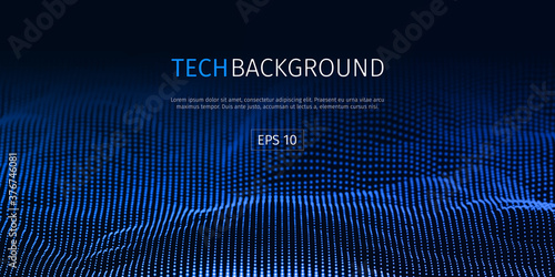 3d abstract digital technology background. Futuristic sci-fi user interface concept with gradient dots and lines. Big data, artificial intelligence, music hud. Blockchain and cryptocurrency. Vector